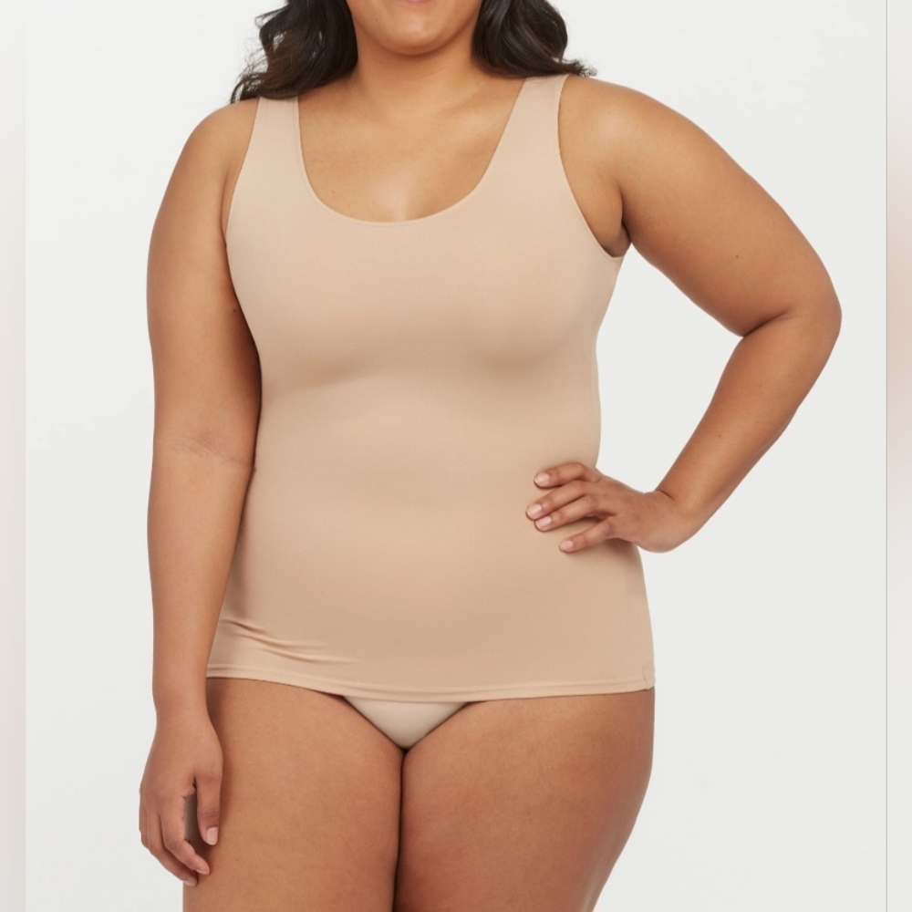 1X SPANX Cotton Spandex In and Out Compression Shapewear Tan Tank